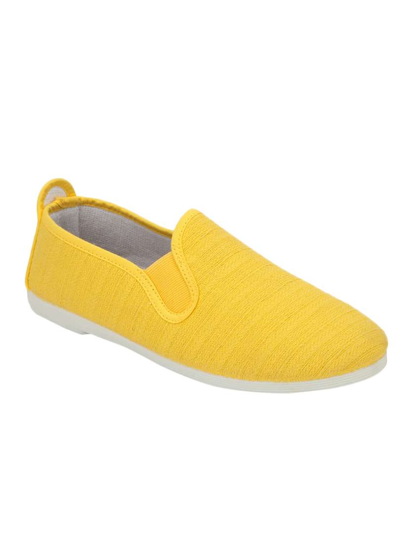 Buy online Yellow Canvas Slip On Loafers from Casual Shoes for Men