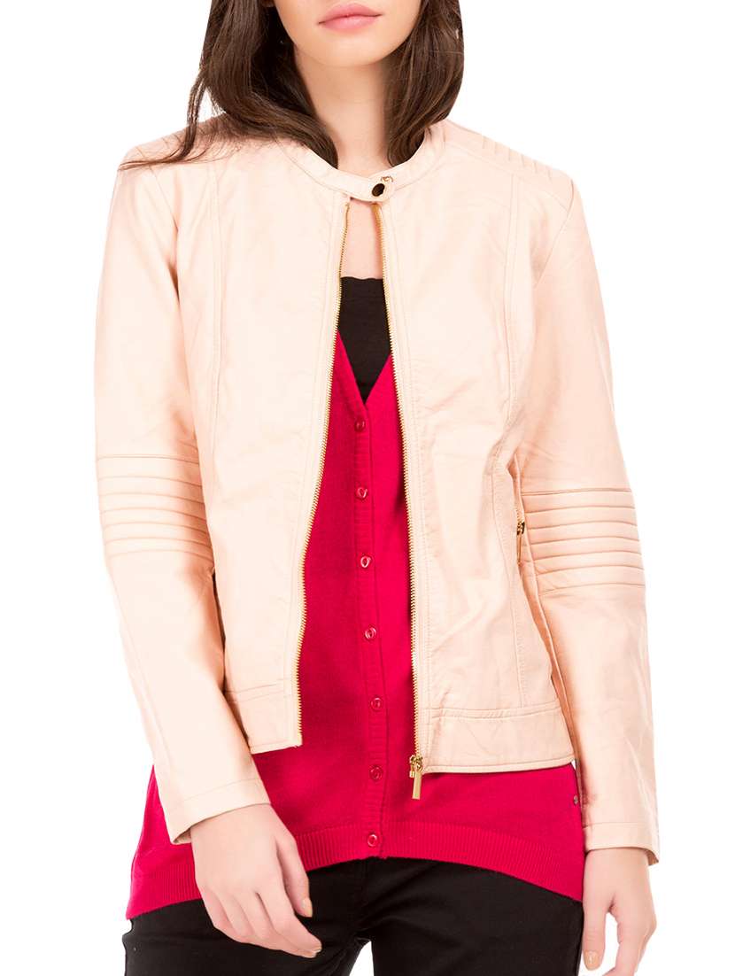 light pink faux leather jacket