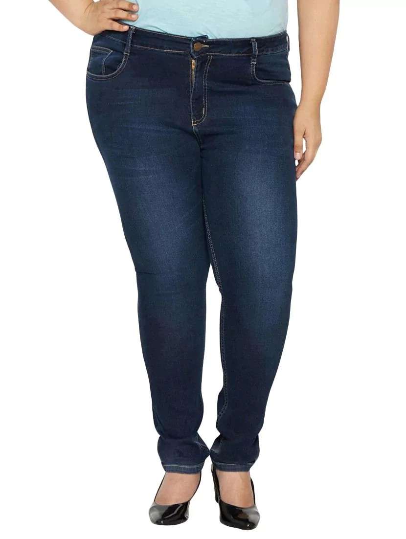 dark blue mid-rise denim jean