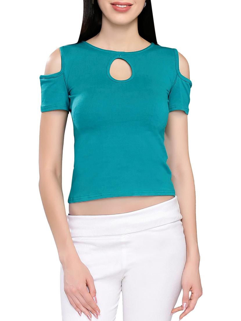 women's crop key hole neck top - 13758178 -  Zoom Image - 0