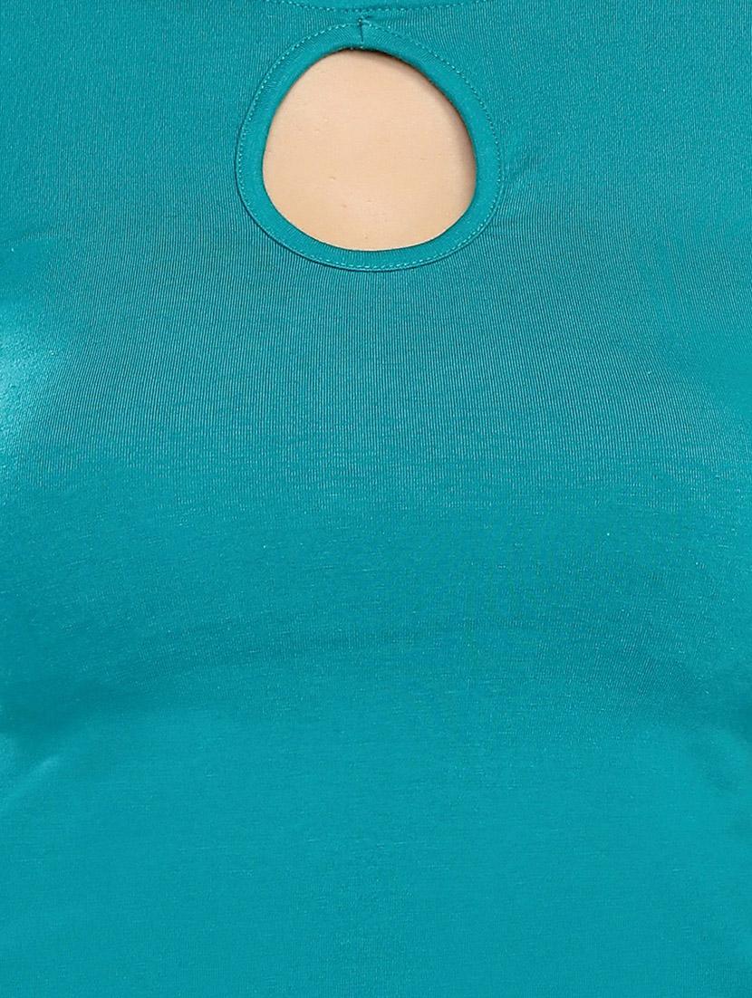 women's crop key hole neck top - 13758178 - Standard Image - 3