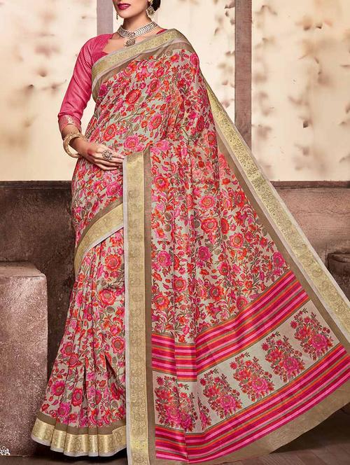 multi colored floral printed saree with blouse - 13758420 -  Standard Image - 0