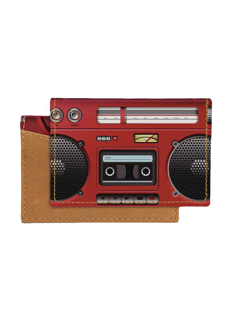 brown leatherette card holder