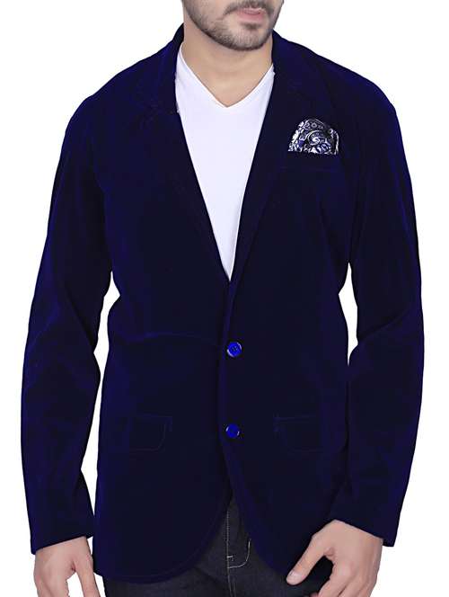 dark blue velvet casual blazer - 13764009 -  Standard Image - 0