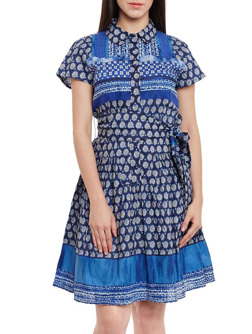 blue cotton aline dress