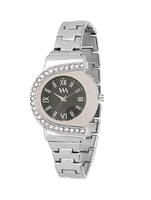 watch me black dial silver metal watch for women and girls wmal-196 - 13768774 - Standard Image - 0