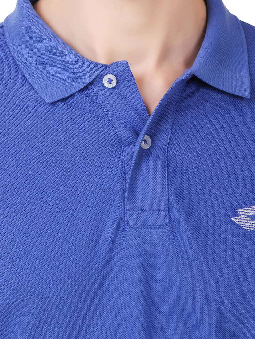 blue solid polo t-shirt - 13772092 - Standard Image - 3