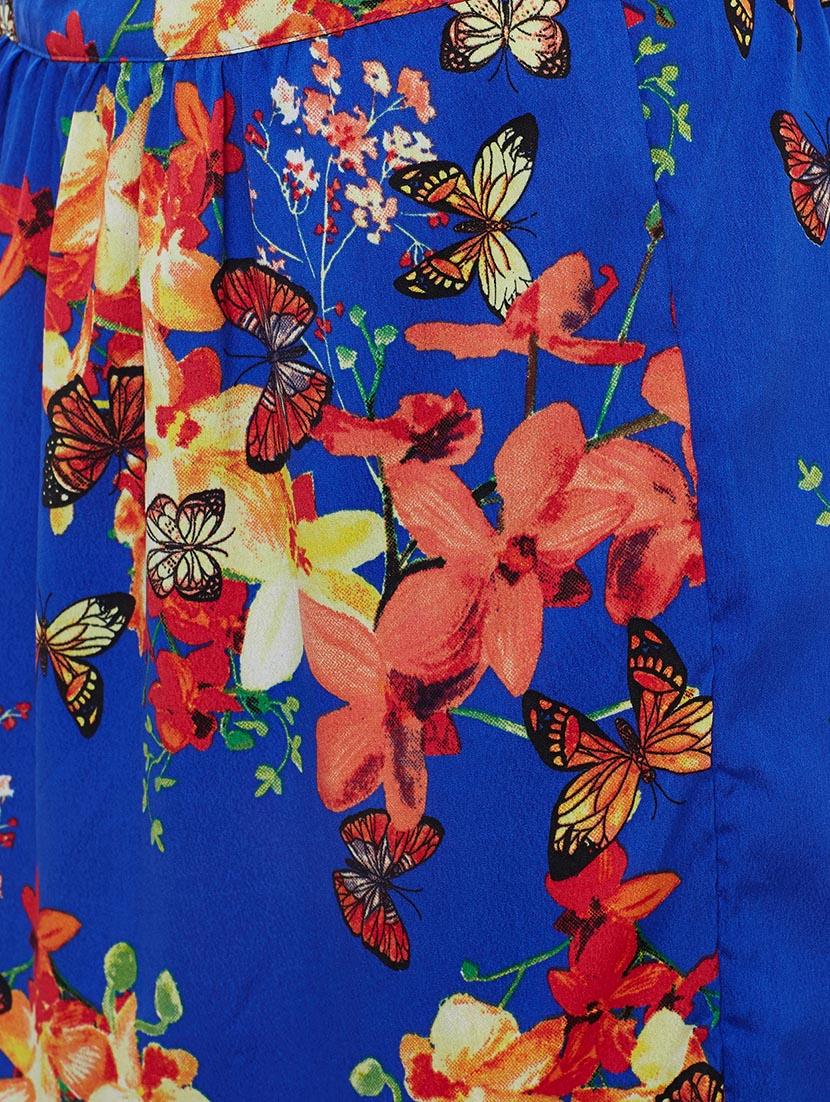 blue floral printed crepe maxi skirt - 13774699 - Standard Image - 3