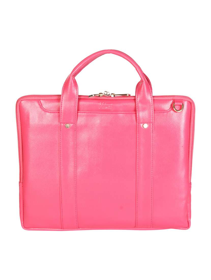 pink leatherette laptop bag