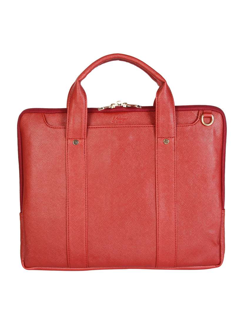 red leatherette laptop bag
