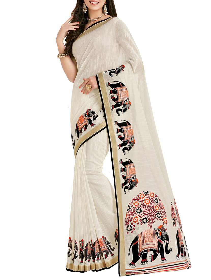 conversational bordered saree with blouse