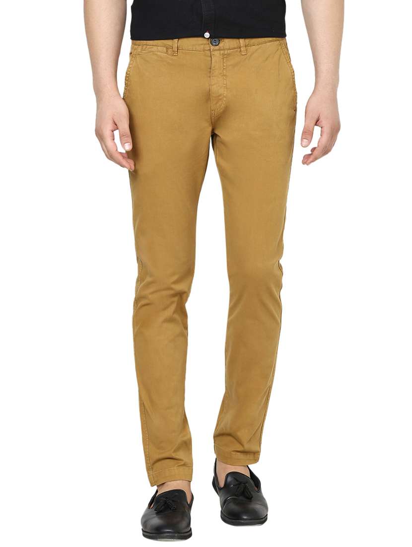 brown cotton chinos casual trousers