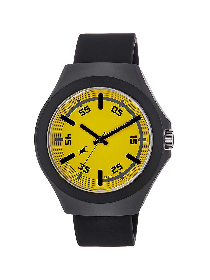 Buy online Fastrack Yellow Dial Multi Color Analog Watch For