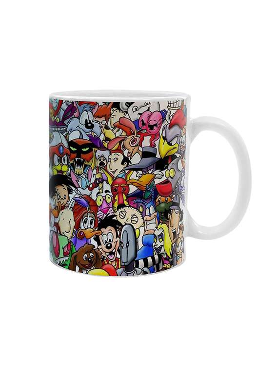 multicolored ceramic printed coffee mug