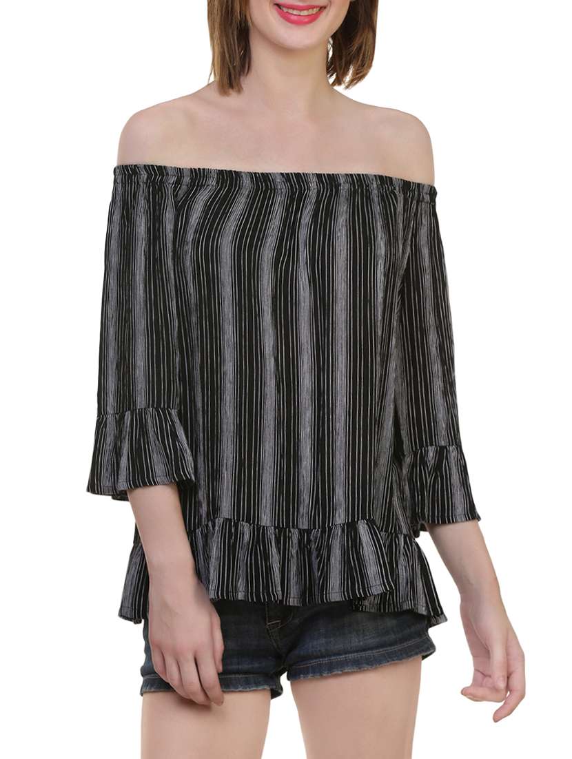 black striped rayon top