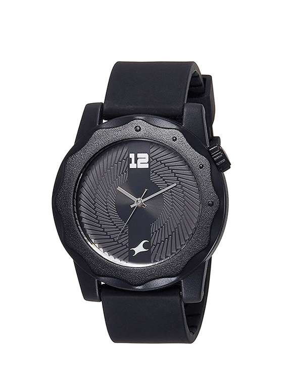 fastrack black dial analog watch for men 38022pp03