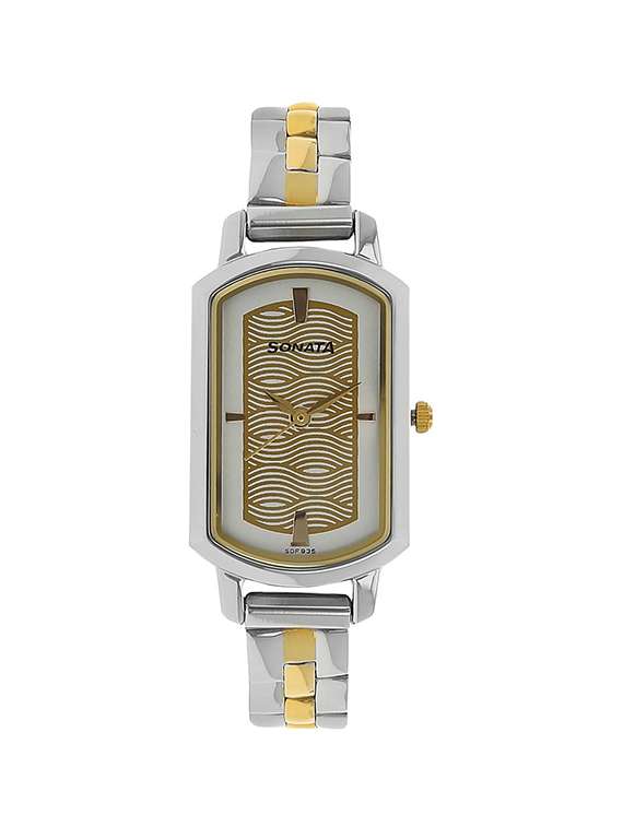 sonata pink dial analog watch for women - 8139bm01