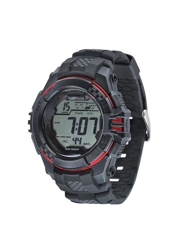 sonata grey dial digital watch for men 77055pp02