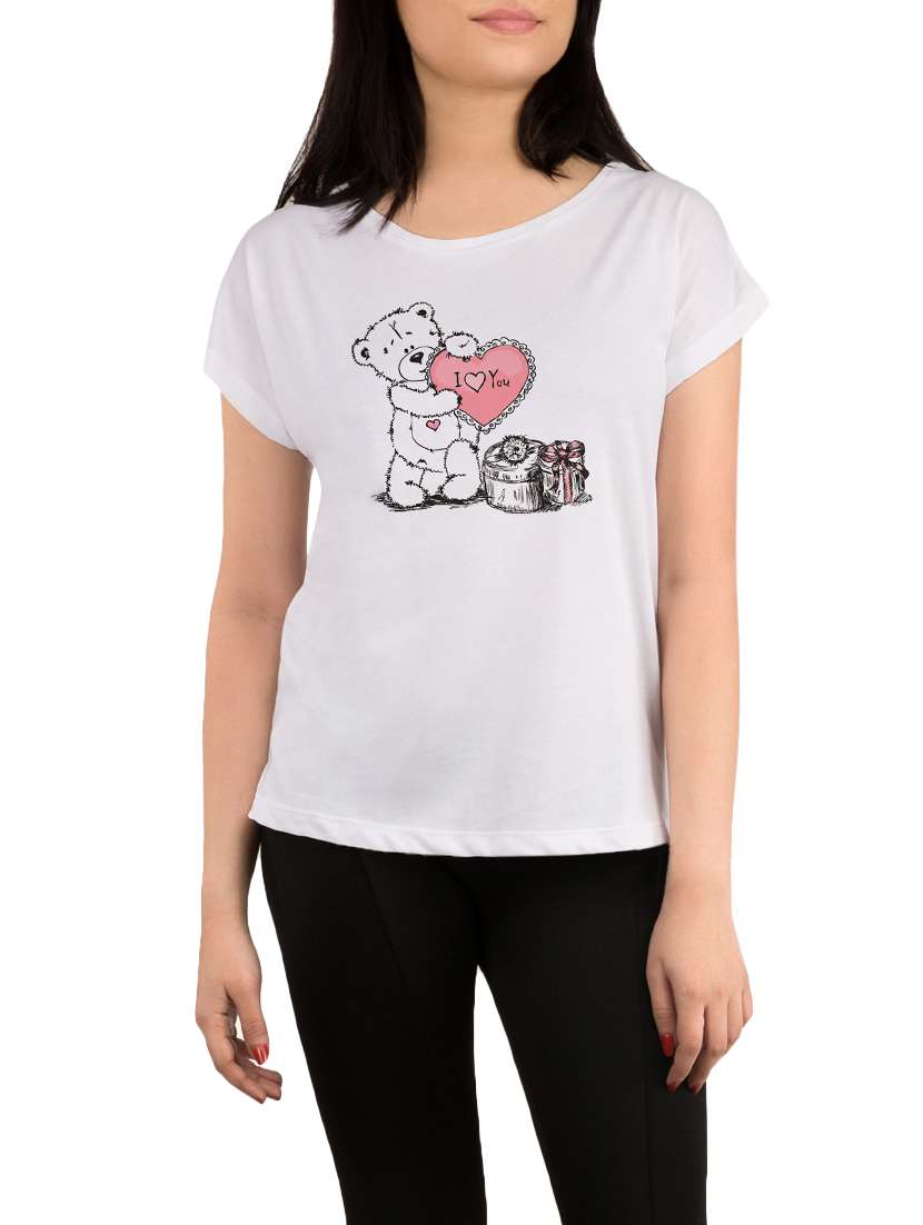 white printed regular tee