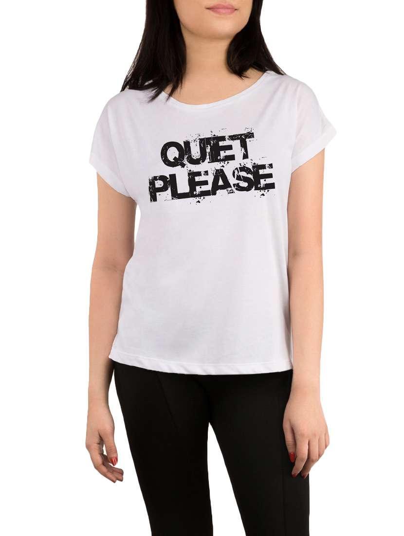 white printed regular tee