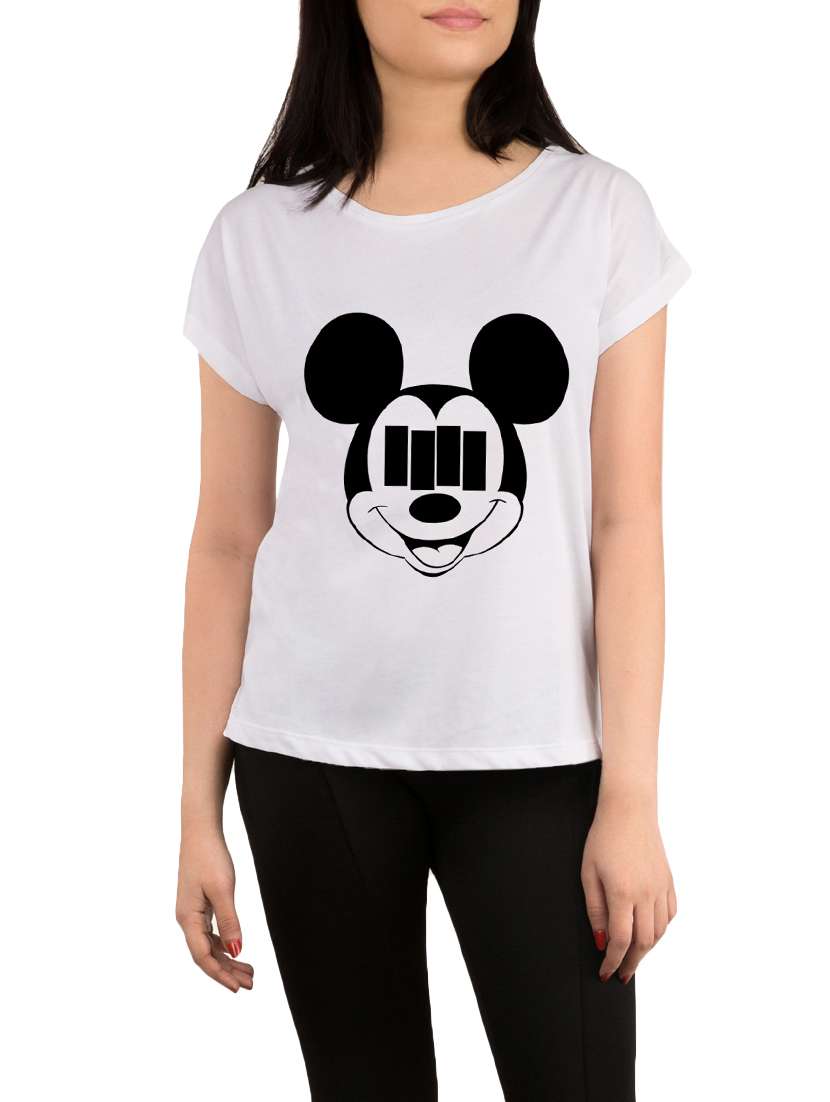 white printed regular tee