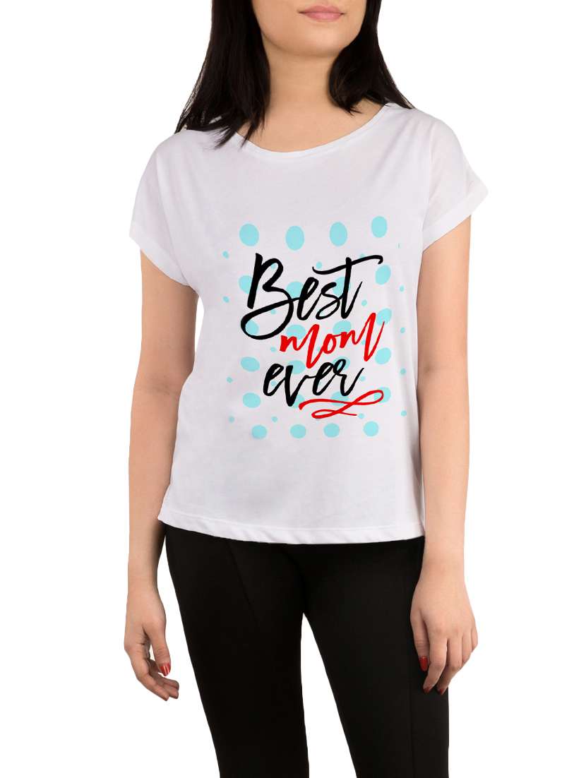 white printed regular tee