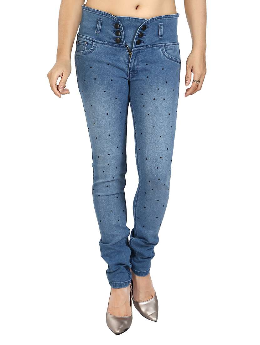 light blue embellished denim jeans - 13802607 - Zoom Image - 0