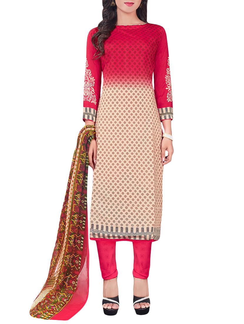 multi coloured crepe printed churidaar suits dress material