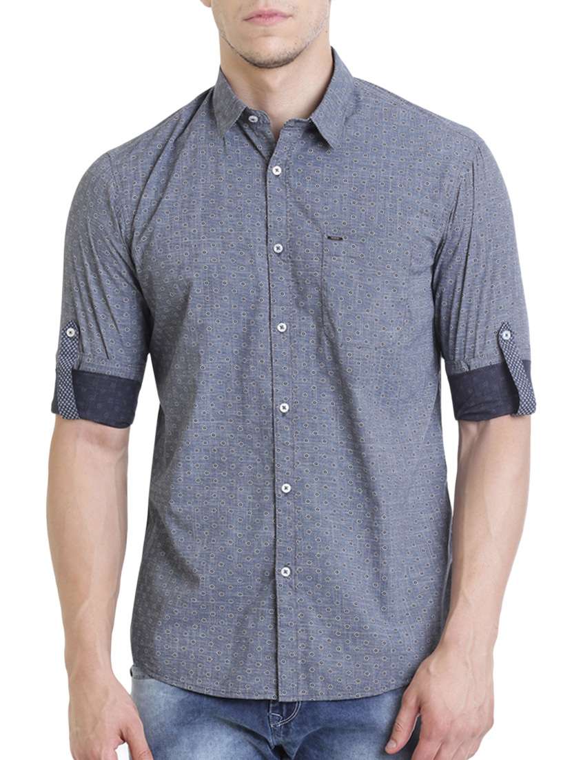 blue cotton casual shirt