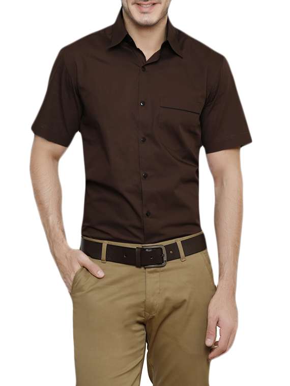 brown solid casual shirt