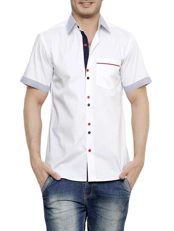 white solid casual shirt