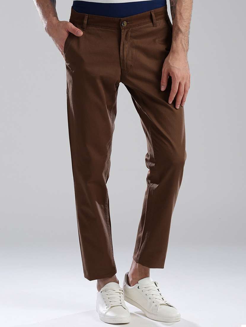 brown cotton chinos casual trousers