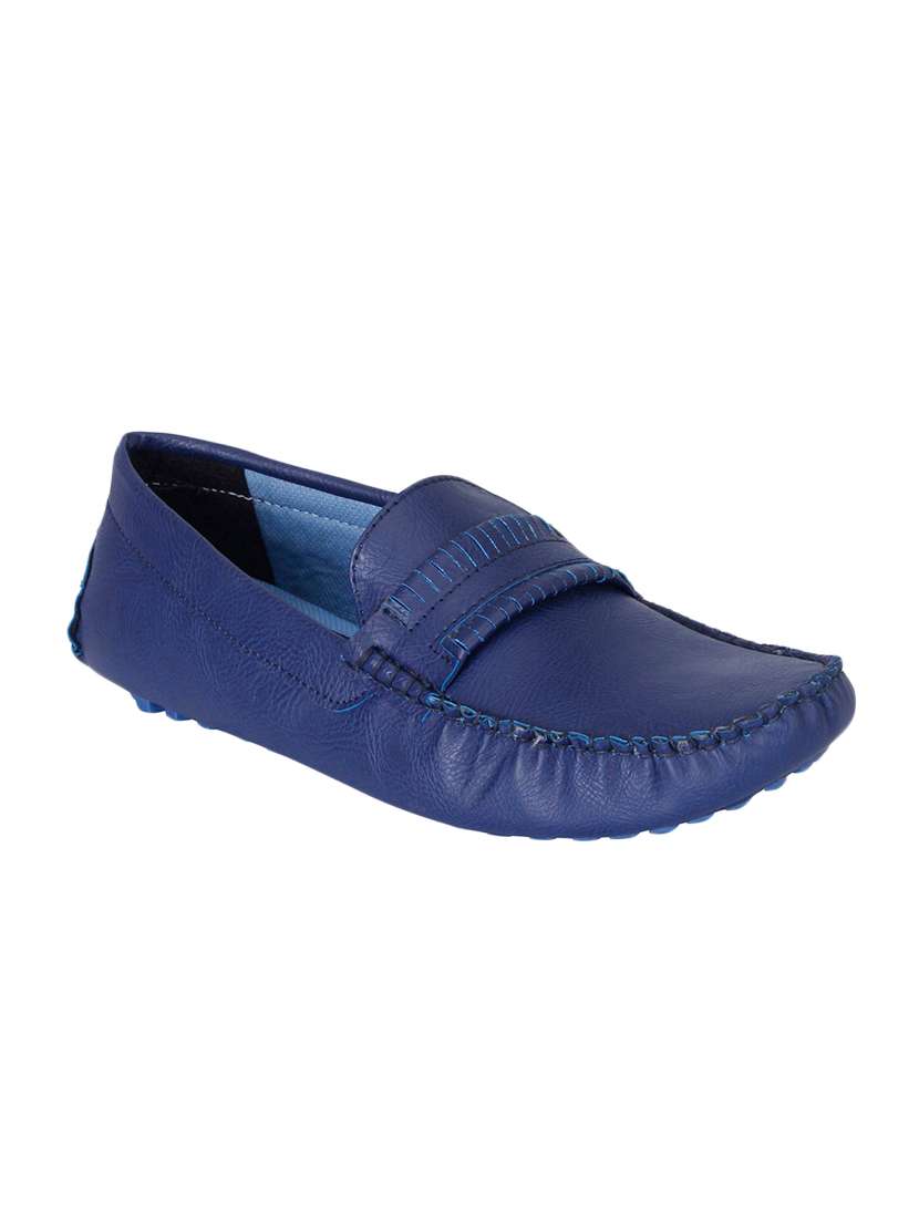 blue leatherette slip on loafer