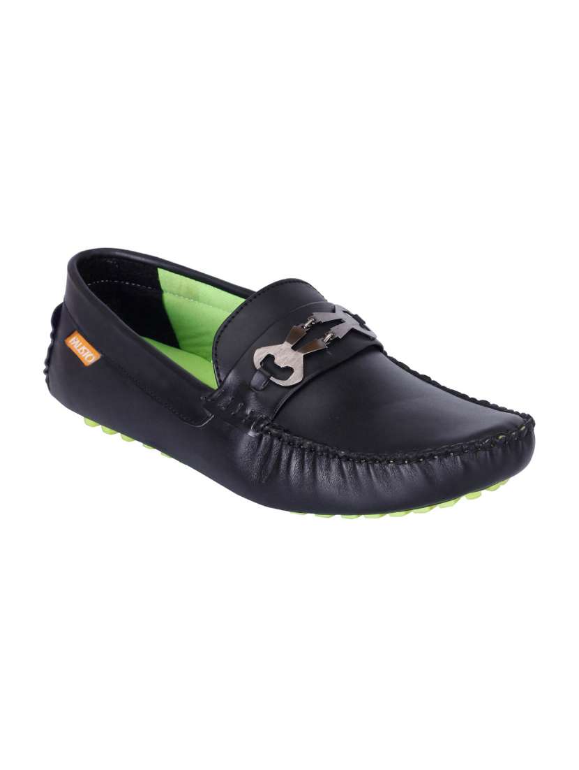 black leatherette slip on loafer