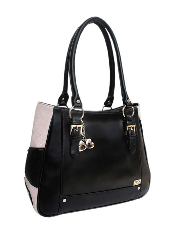 black leatherette regular handbag
