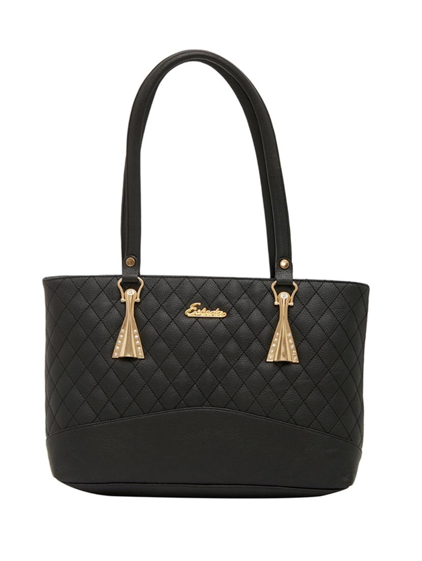 black leatherette  regular handbag - 13822291 -  Zoom Image - 0