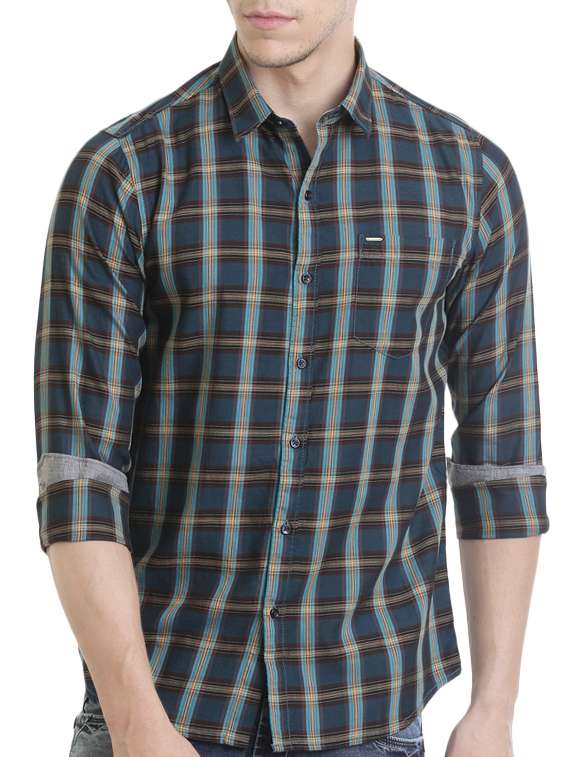 blue cotton casual shirt
