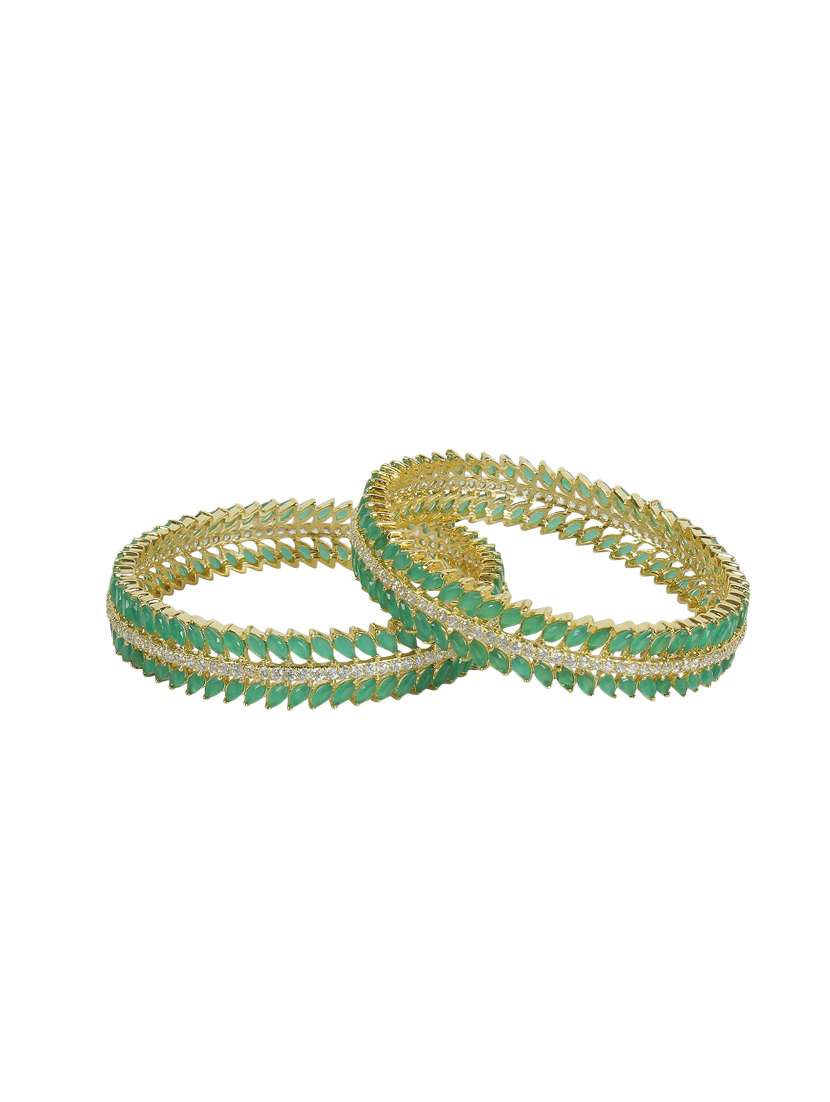 green gold tone stone bangles