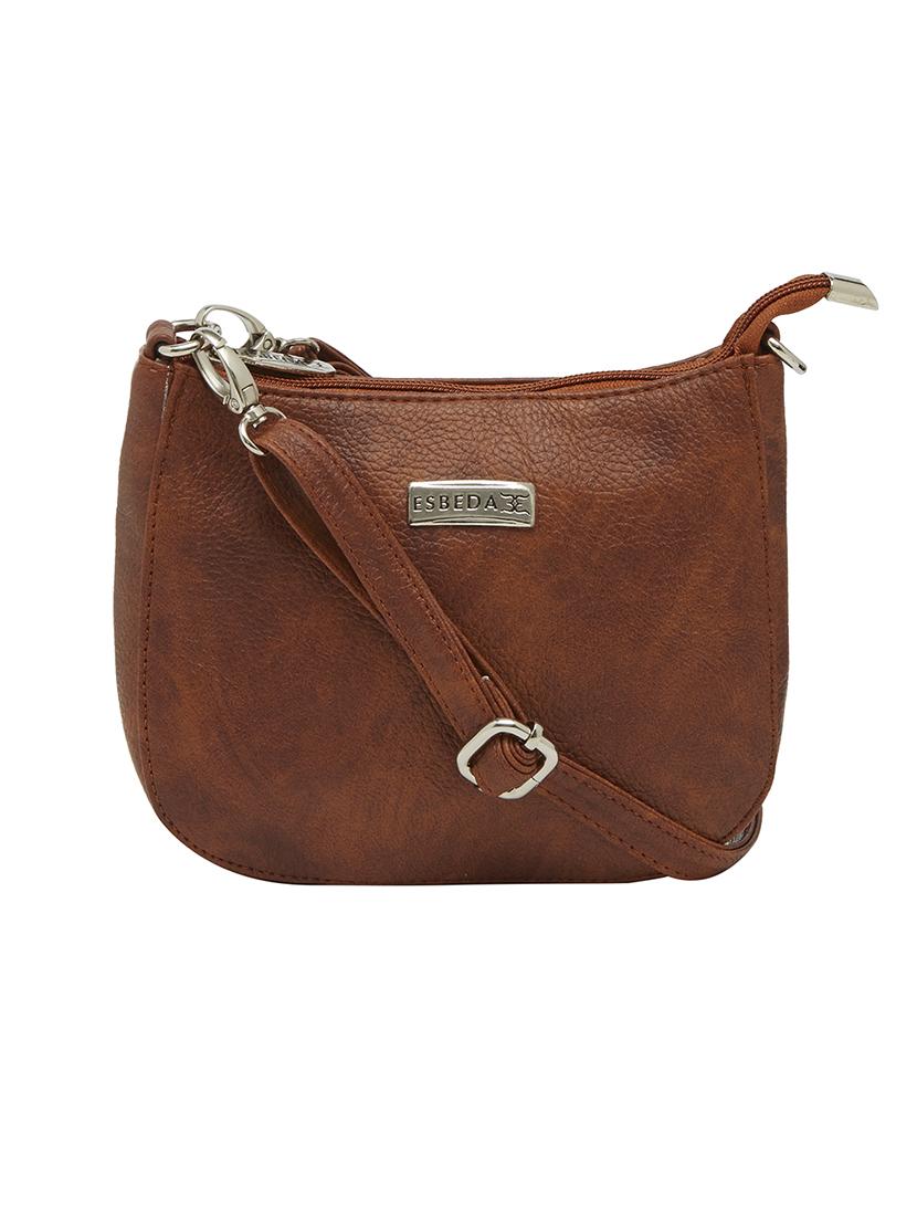tan solid regular sling bag - 13829776 - Zoom Image - 0