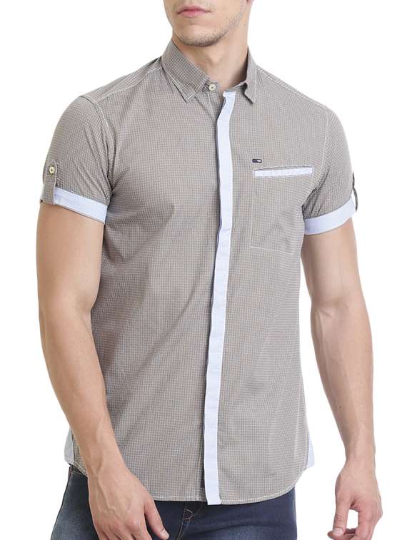 brown cotton casual shirt