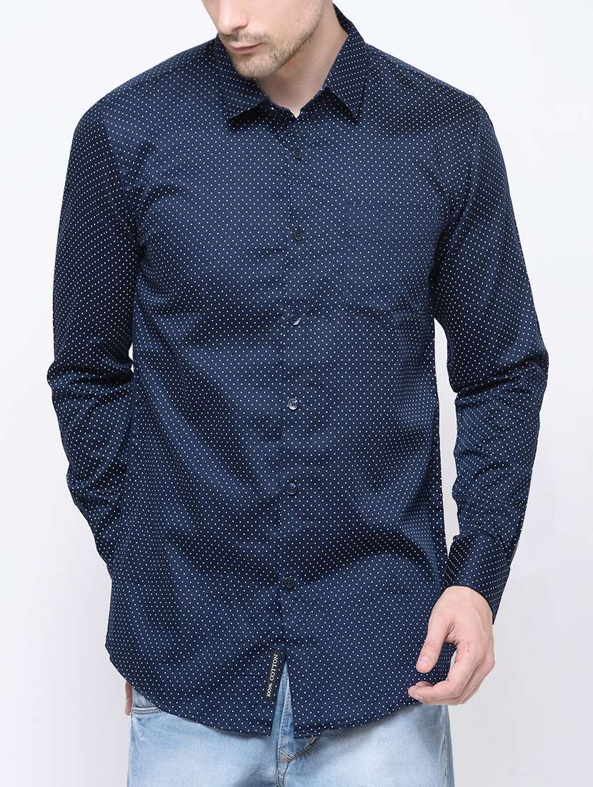 navy blue cotton casual shirt