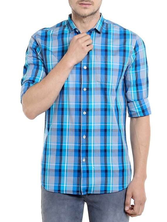 blue cotton casual shirt