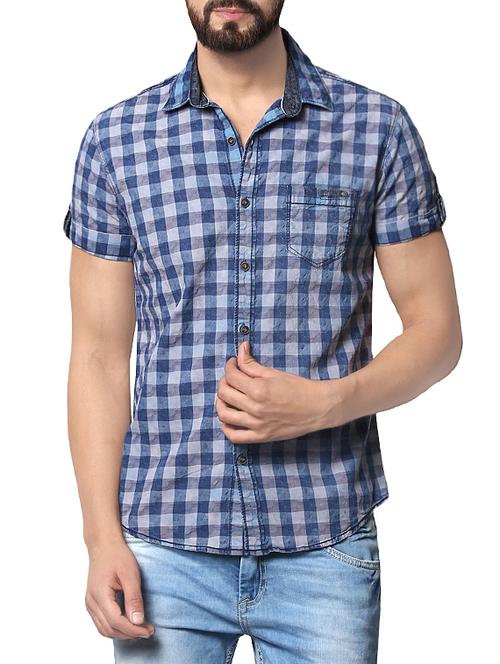 blue cotton casual shirt - 13834819 - Standard Image - 0