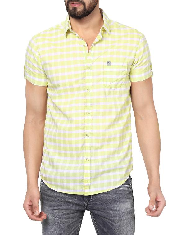 yellow cotton casual shirt - 13834822 - Zoom Image - 0
