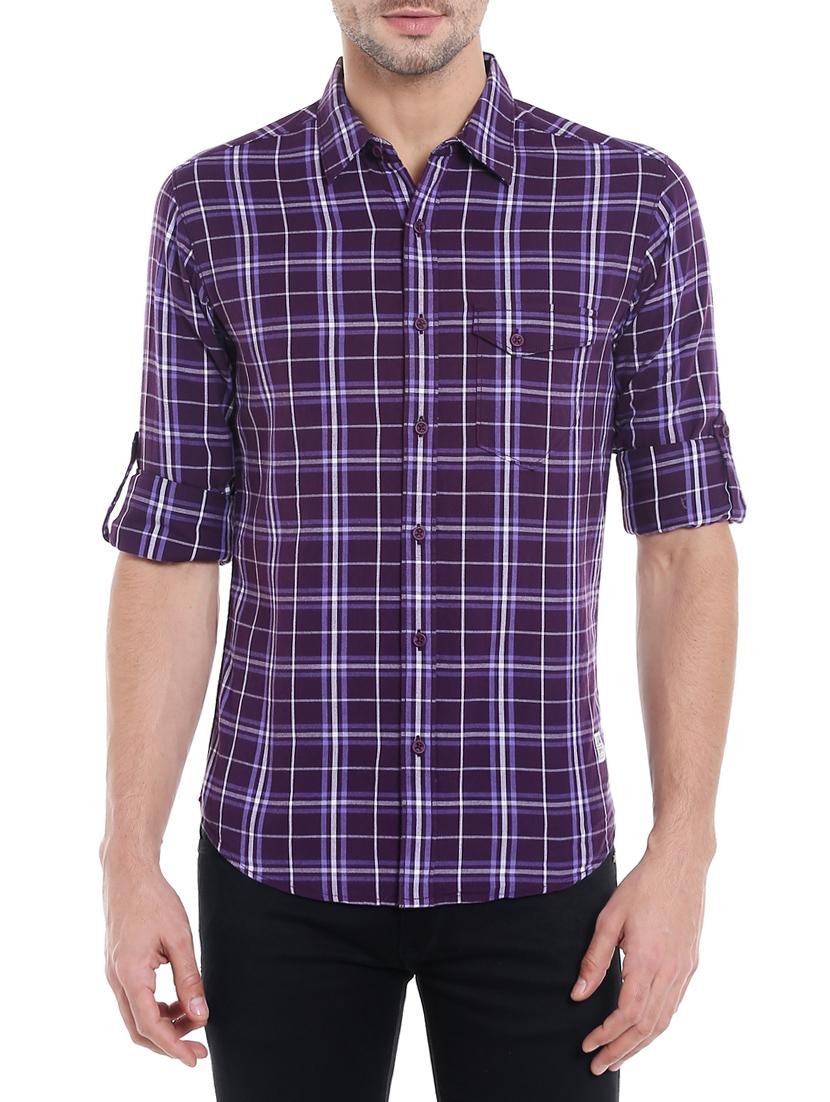 purple cotton casual shirt - 13834844 -  Zoom Image - 0