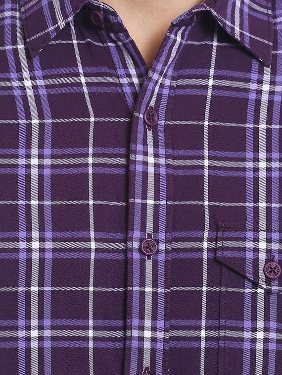 purple cotton casual shirt - 13834844 - Standard Image - 3