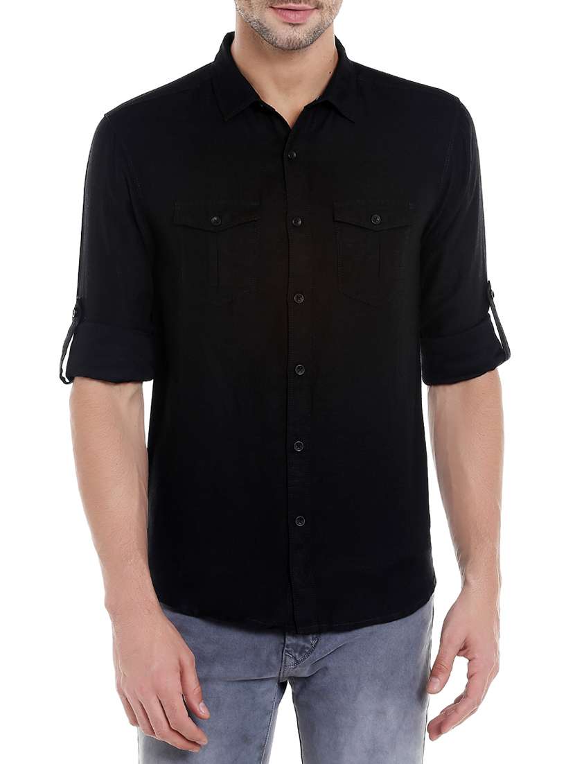 black cotton casual shirt - 13834865 - Zoom Image - 0