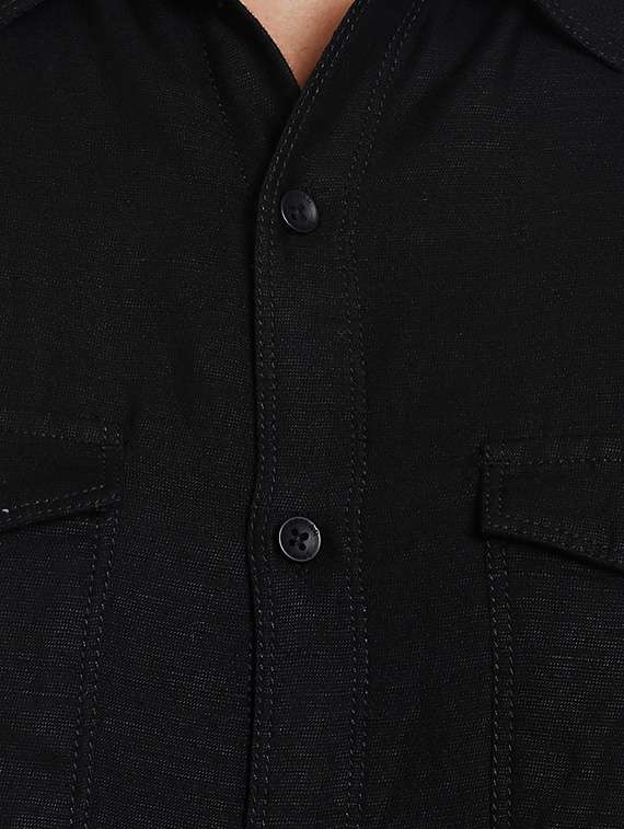 black cotton casual shirt - 13834865 - Standard Image - 3