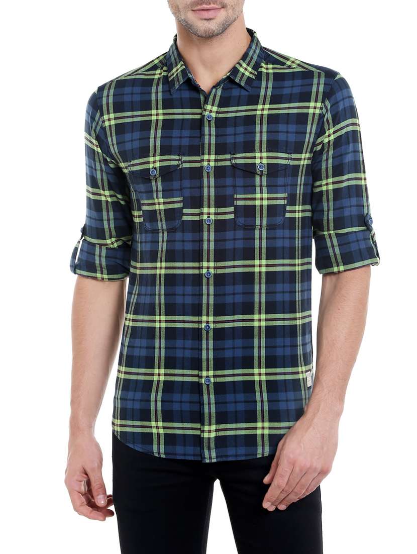 blue cotton casual shirt