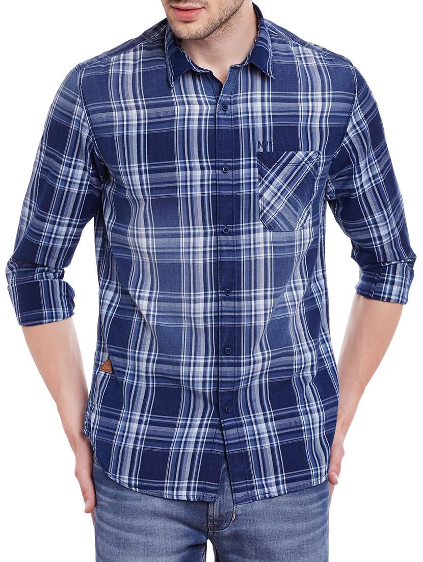 blue cotton casual shirt
